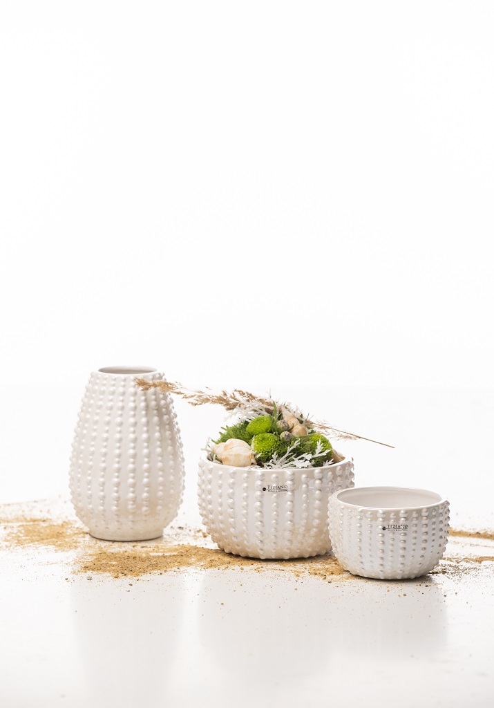 Tiziano Kübel oder Vase Merenda creme pearl 773441