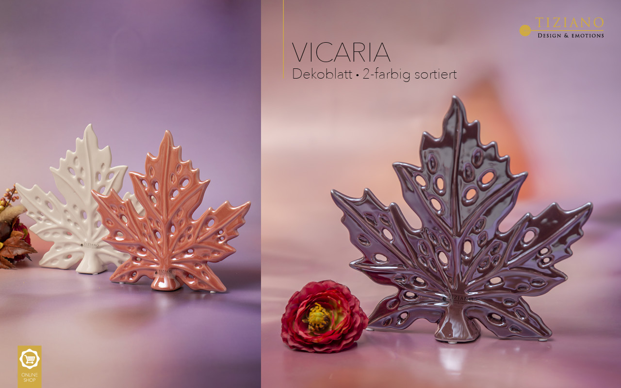 Tiziano Deko Blatt Vicaria 21cm glory pink / red plum
